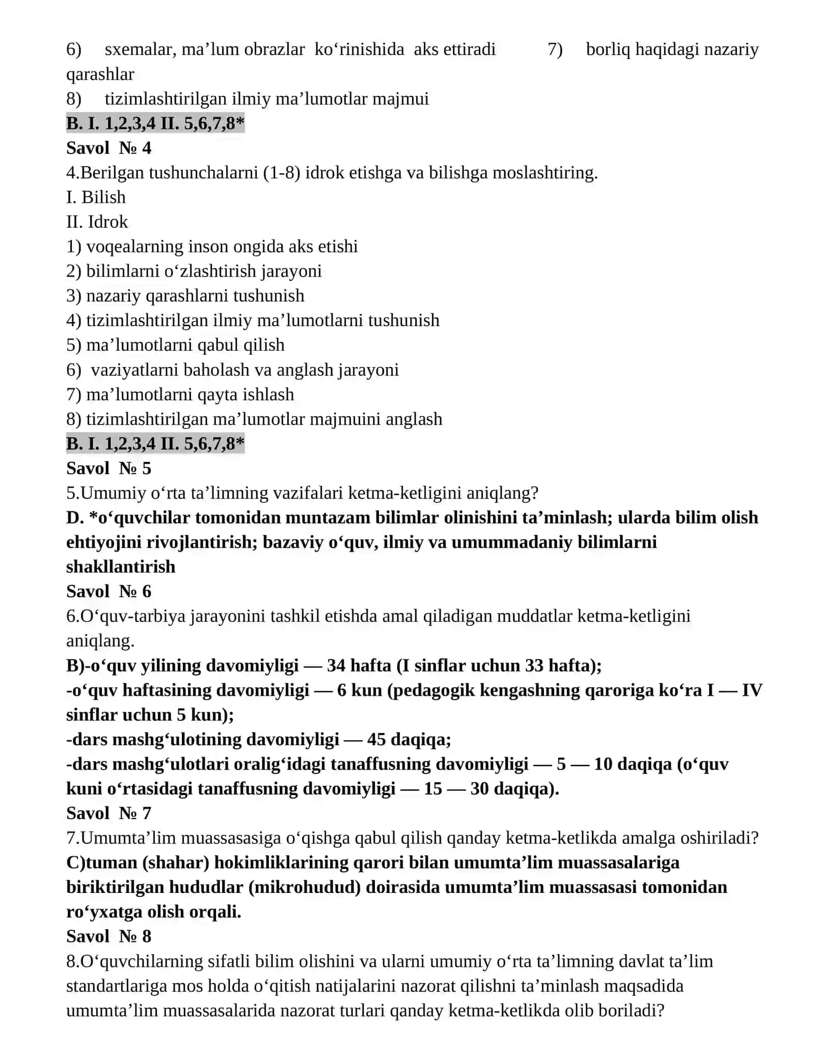 ТESTLAR 2–MENEJERLIK KURSI (JAVOBLARI BILAN) 2