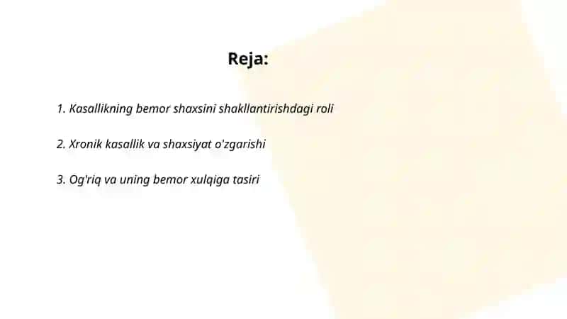 Kasallikning bemor shaxsini shakllantirishdagi roli 2