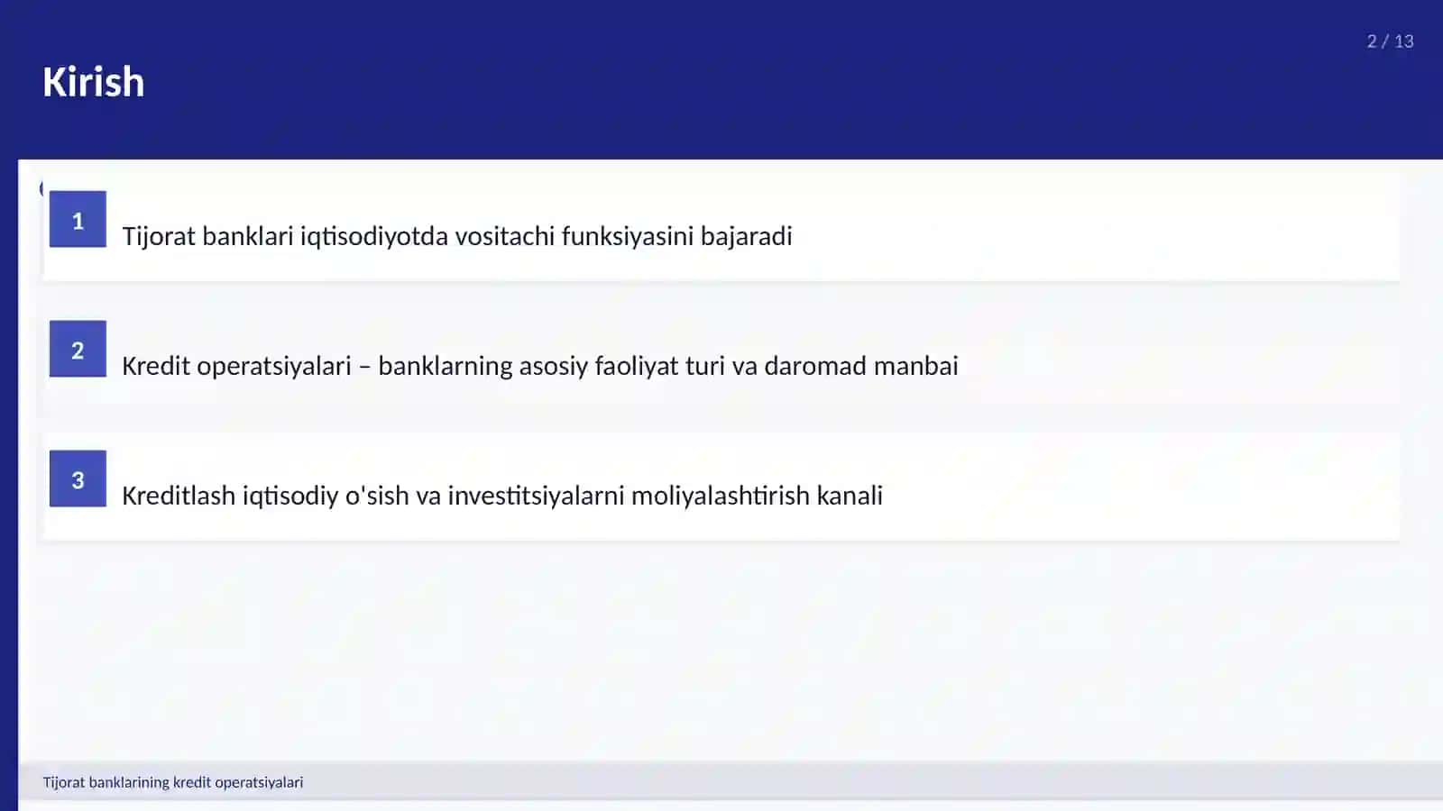 Tijorat banklarining kredit operatsiyalari 2
