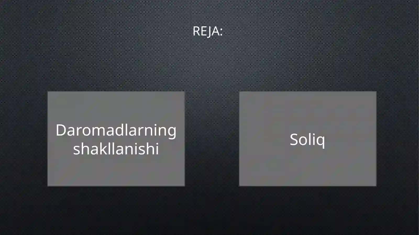 Reja: Daromadlarning shakllanishi 2