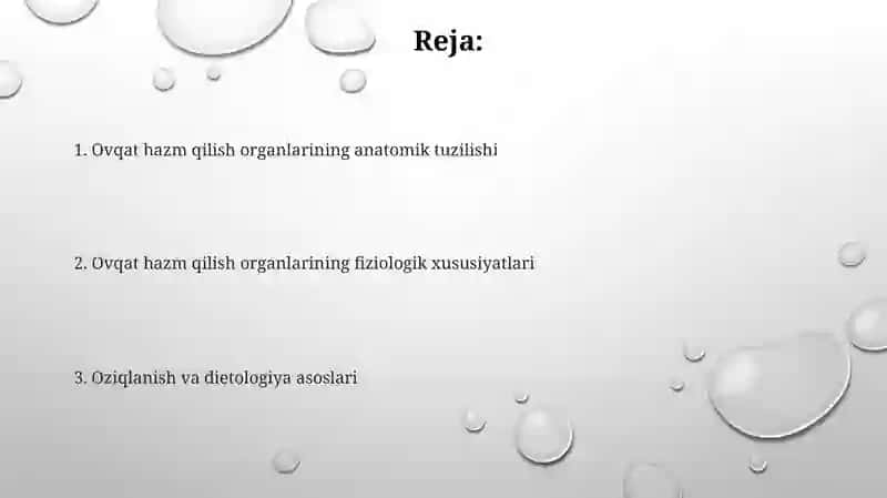 Nutrisologiyani va diyetologiya.hazm organlarining anatomik va fiziologik xususiyatlari 2