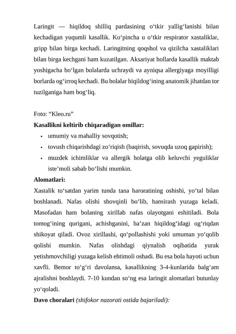 LARINGIT KASALLIGINING KELIB CHIQISH SABABLARI VA ASORATLARI 2