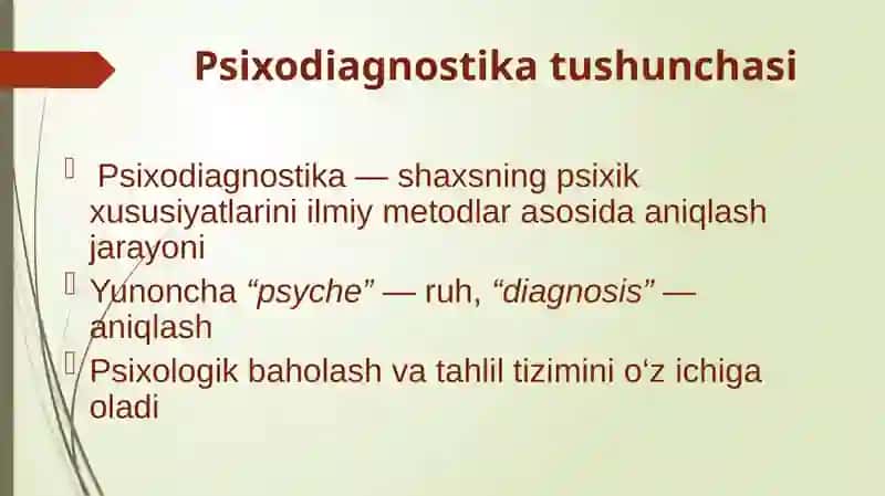 Psixodiagnostik tadqiqotning nazariy va amaliy asoslari 2
