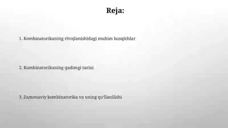 Kombinatorika fani rivojlanish tarixi 2