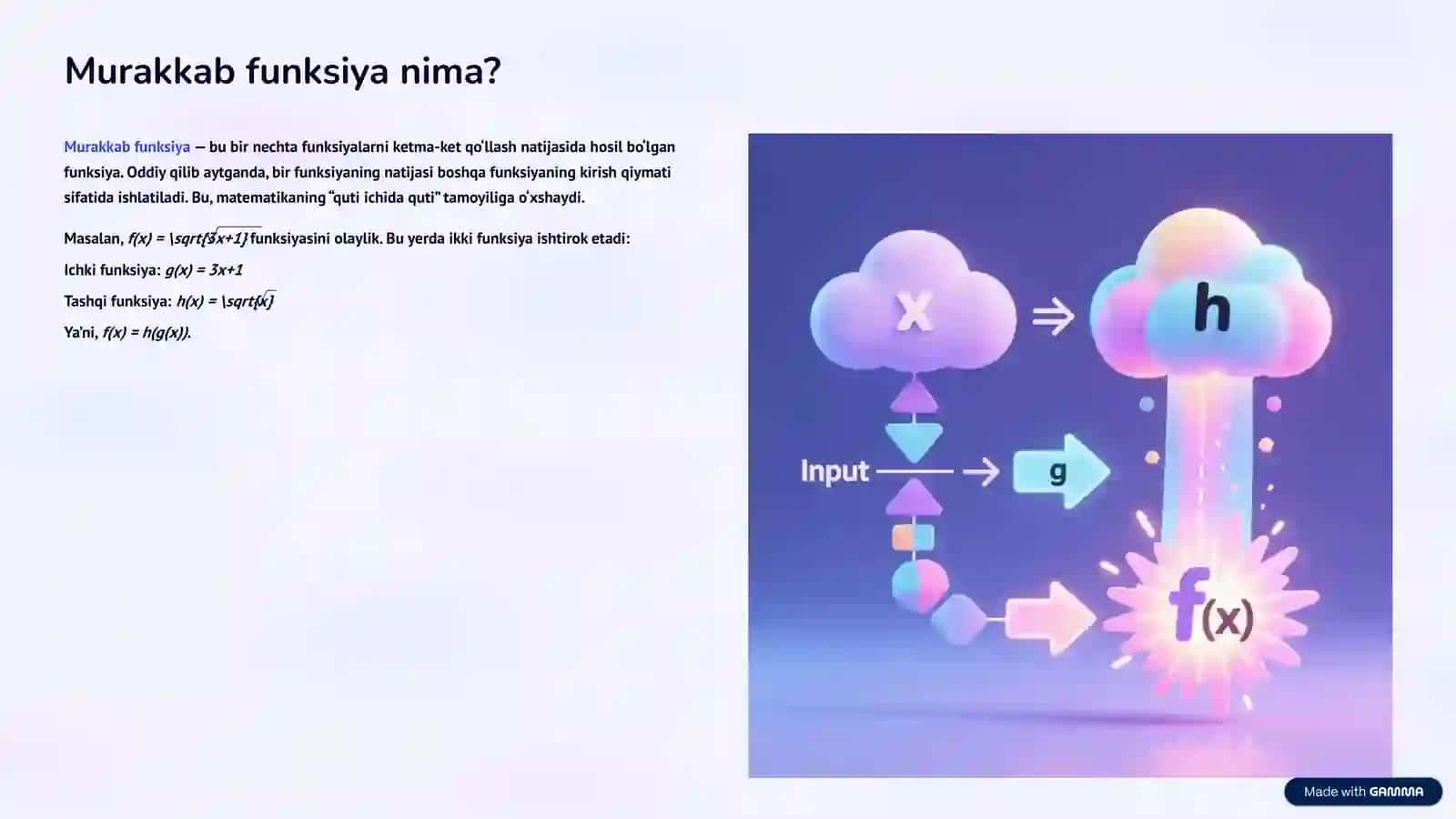 Murakkab funksiya, teskari funksiya va davriy funksiyalar 2