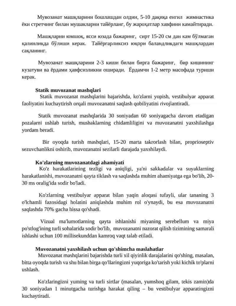 Muvozanat saqlash texnikasini oʻrgatish 2