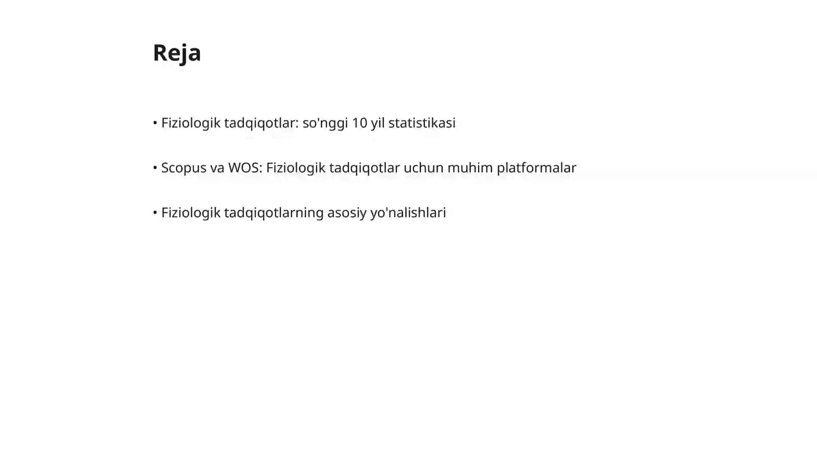 Fiziologik tadqiqotlar: so'nggi 10 yil statistikasi 2