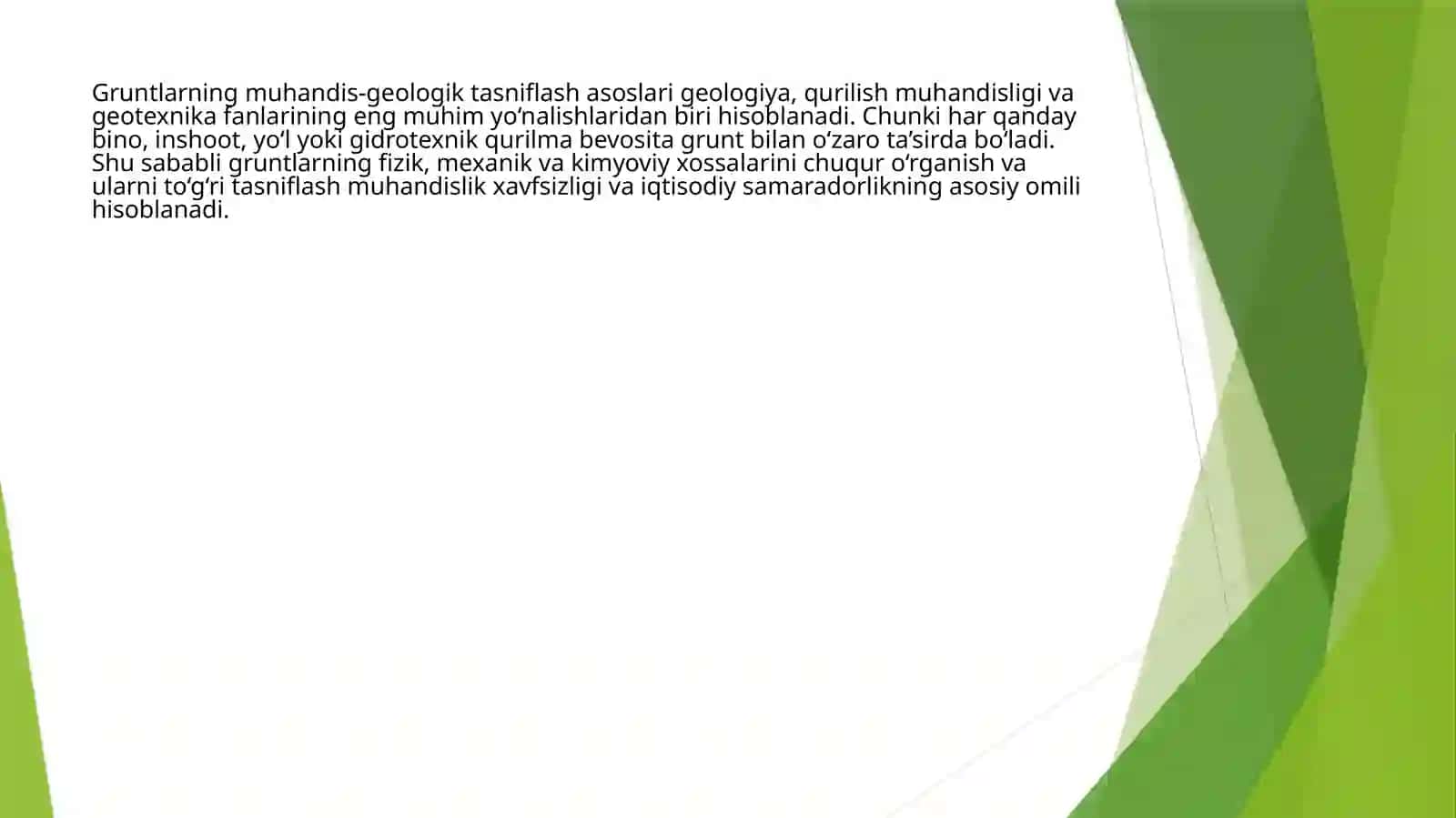Gruntlarning muhandis-geologik tasniflashdagi asosiy belgilari va ular bo‘yicha grunt turlari 2