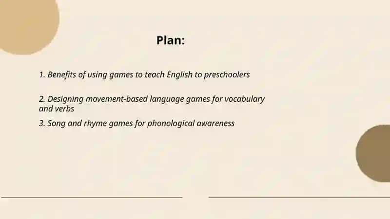 Teaching English to preschool children using games 2