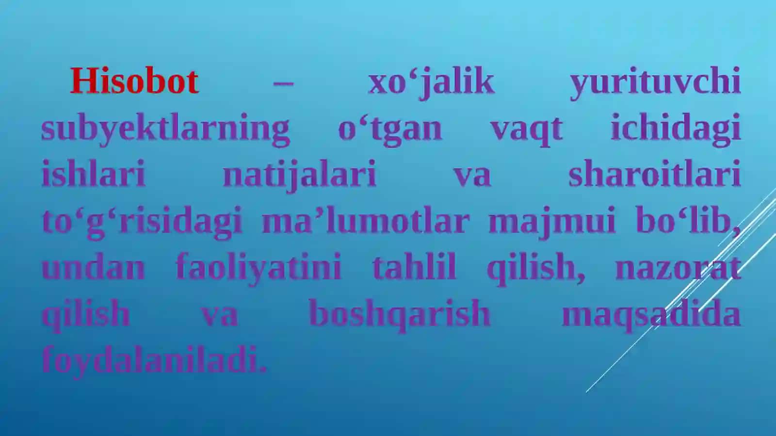 Moliyaviy hisobotni tuzishga tayyorgarlik ko’rish tartibi (inventarizatsiya). Buxgalteriya balansini tuzish 2