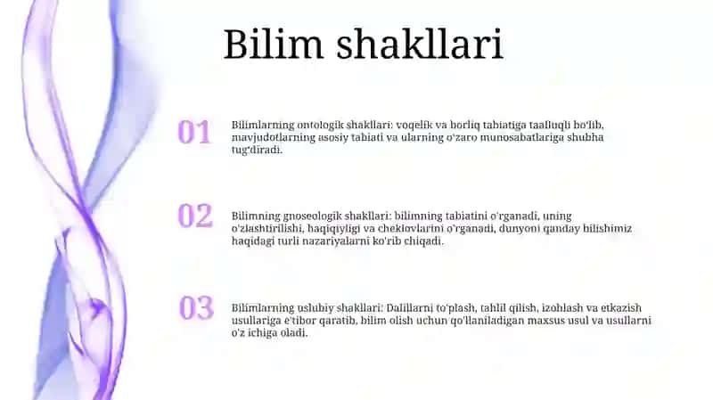 Bilish Shakllari Va Darajalari 2