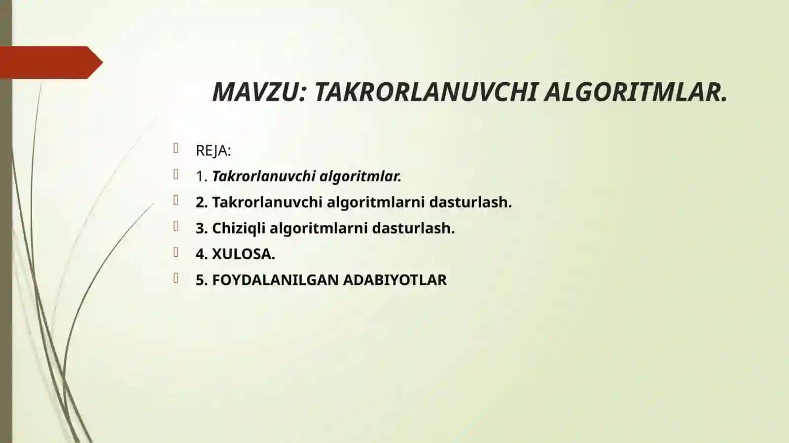 Takrorlanuvchi algoritmalar 2