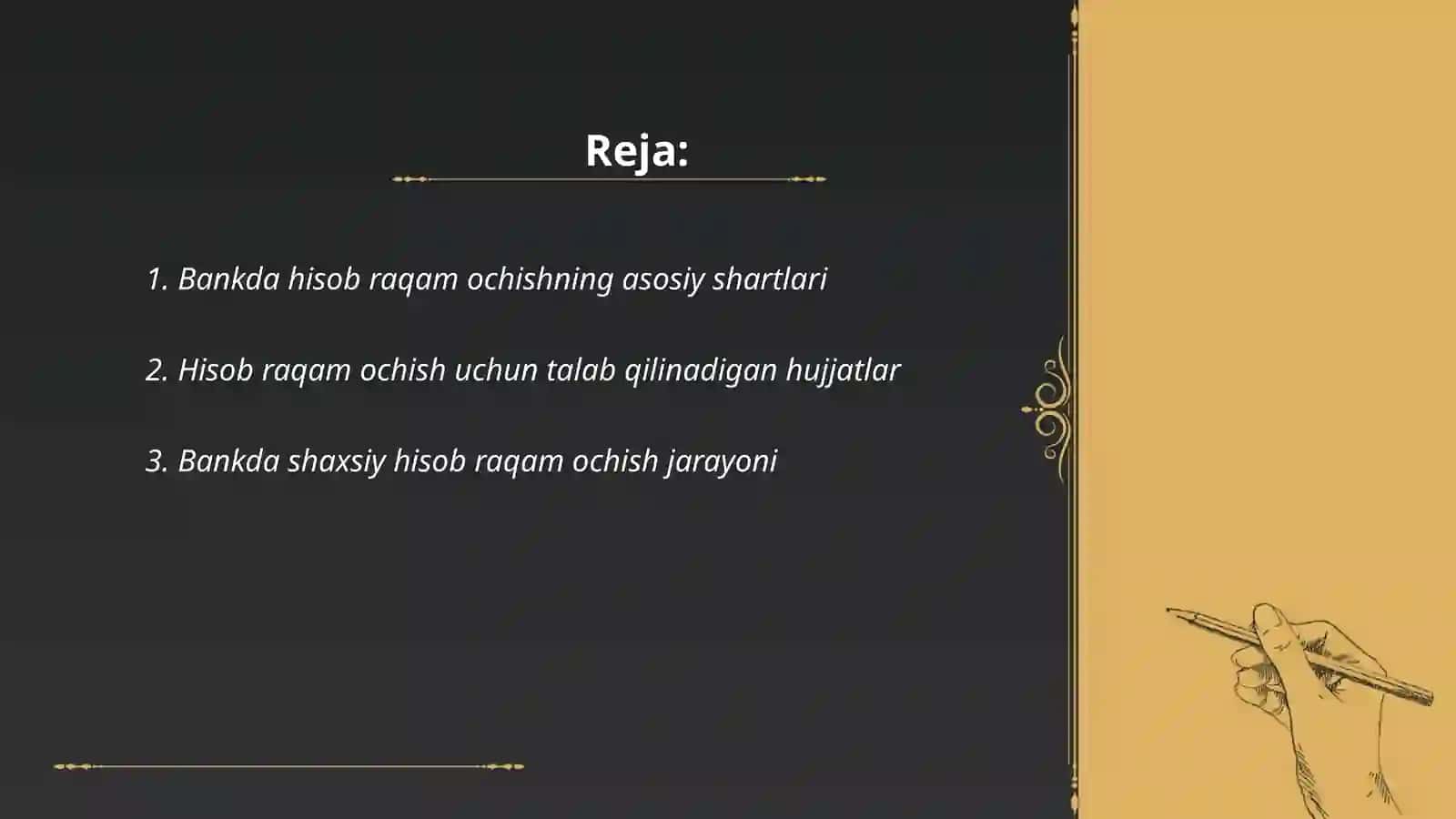 Bankda hisob raqam ochishning asosiy shartlari 2