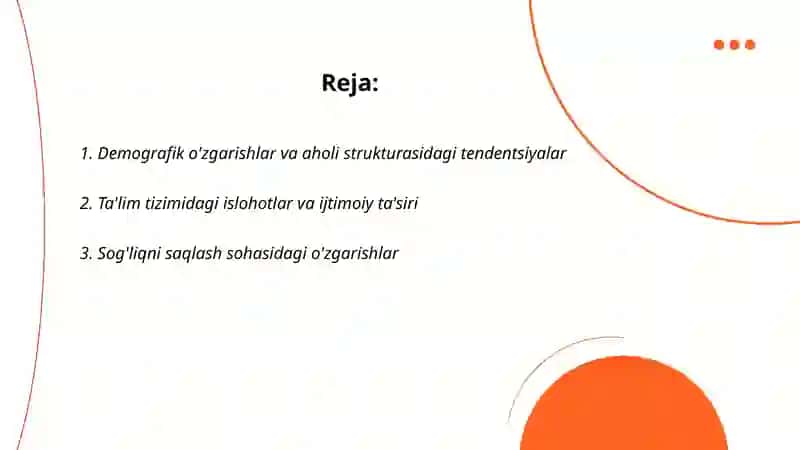Demografik o'zgarishlar va aholi strukturasidagi tendentsiyalar 2