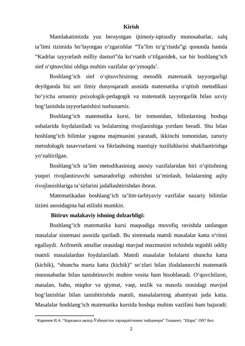 Boshlang‘ich Sinf O’quvchilariga Ming Ichidagi Sonlarni Yozma Qo’shish Va Ayirish Usullarini O’rgatish 2