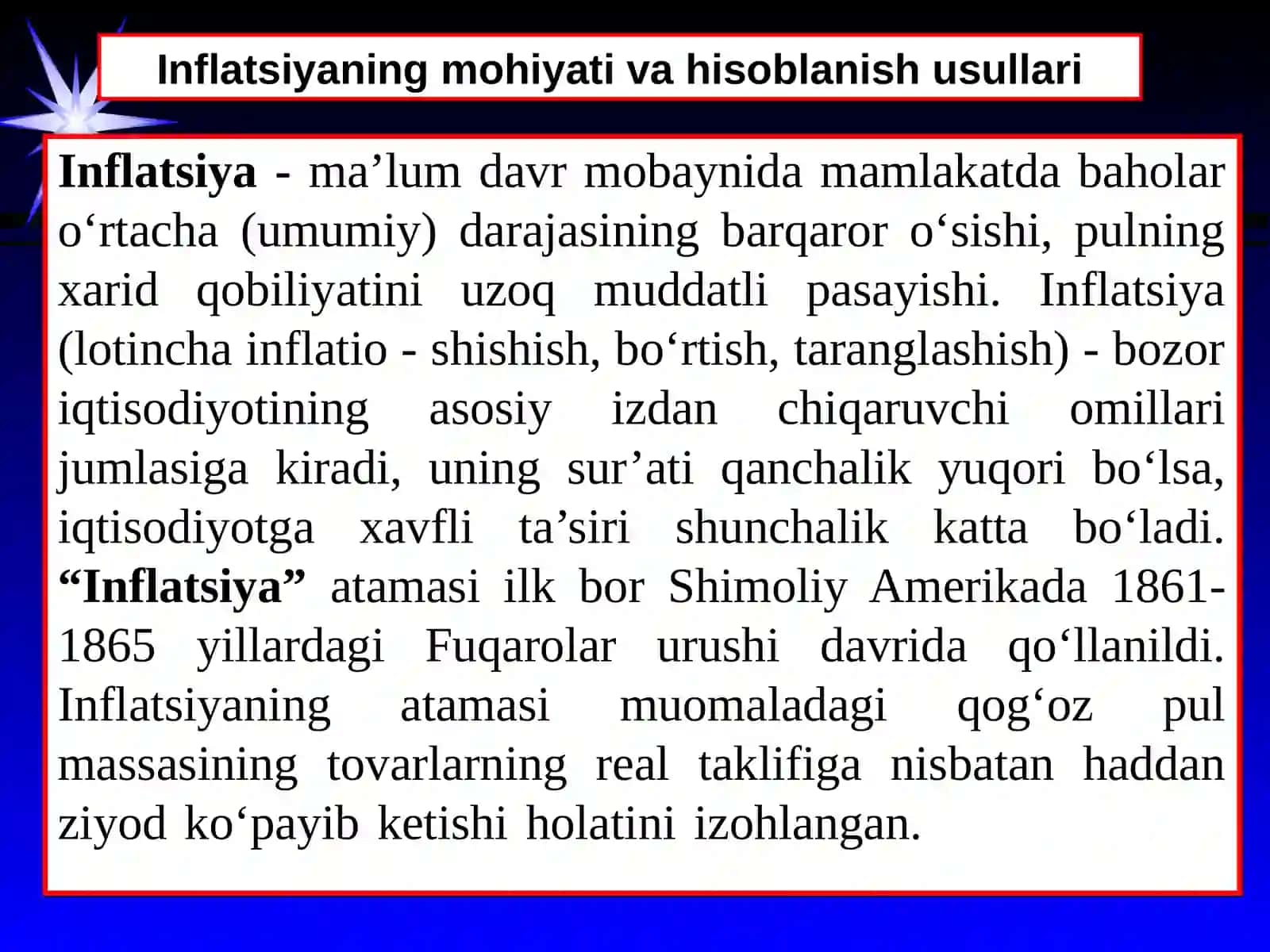 inflatsiya va inflatsiyaga qarshi siyosat 2