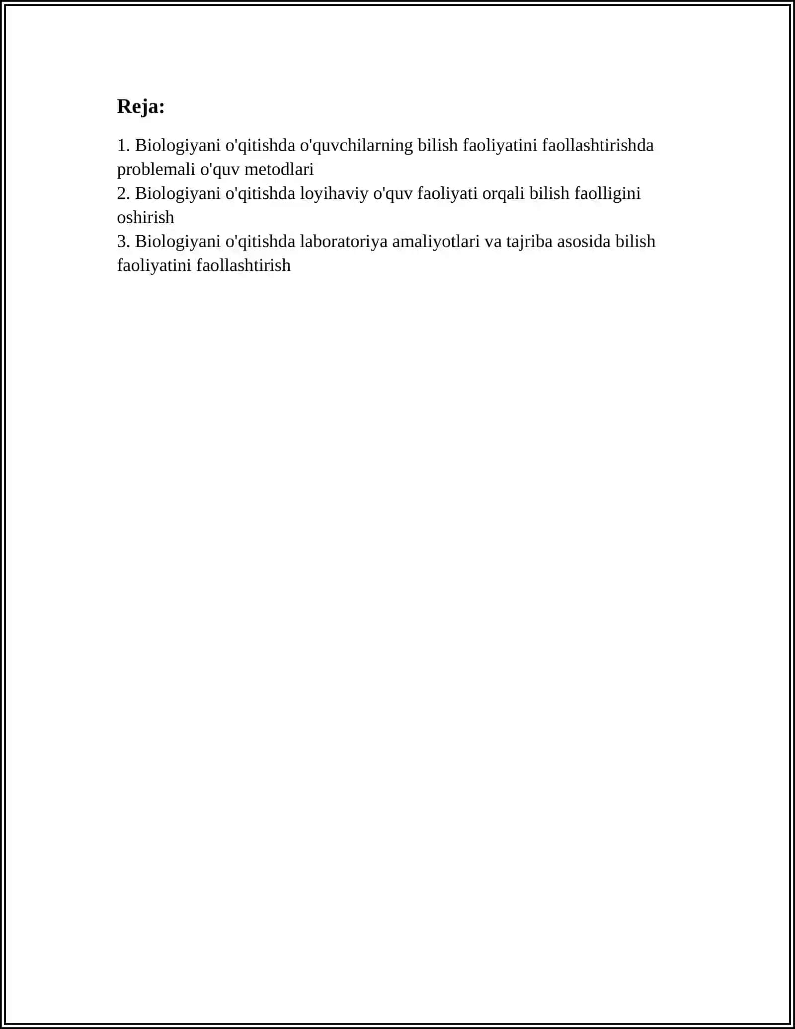 BIOLOGIYANI ÒQITISHDA ÒQUVCHILARNING BILISH FAOLIYATINI FAOLLASHTIRISH 2