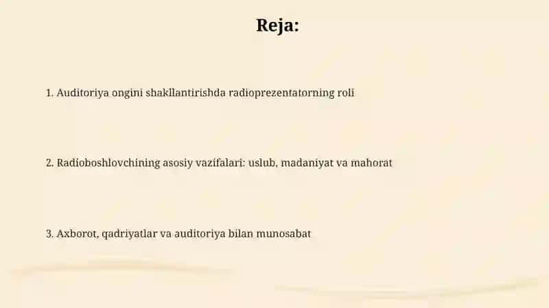 Radioboshlovchining auditoriya ongini shakllantirishdagi asosiy vazifalari 2
