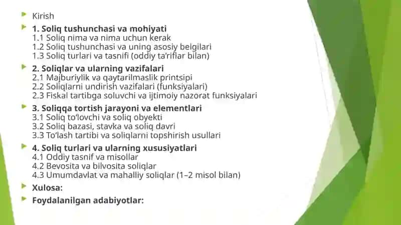 Soliq va soliq qo`yish faniga kirish 2