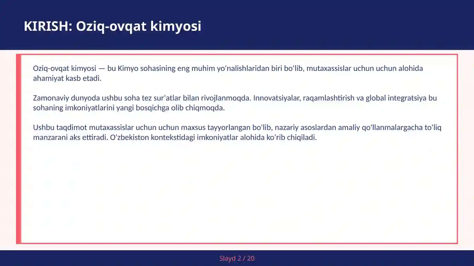 Oziq-ovqat kimyosi 2