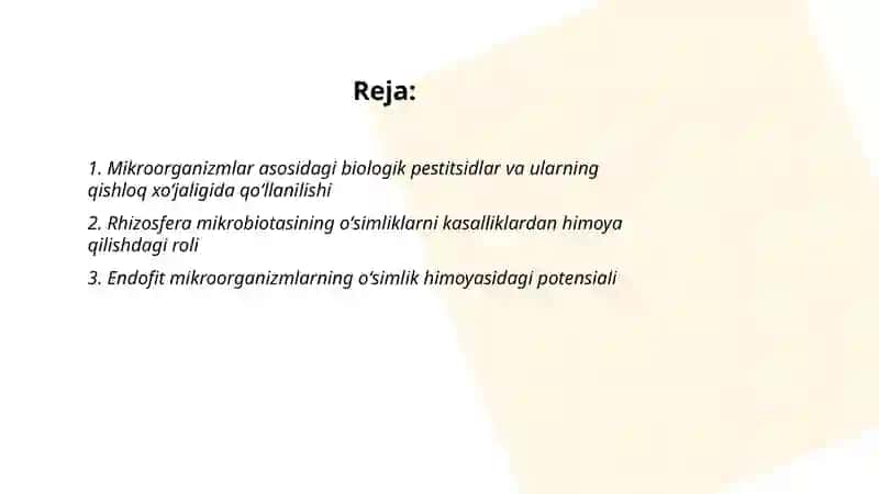 Mikroorganizmlarning qishloq xoʻjaligida oʻsimliklarni himoya qilishda qoʻllanilishi 2