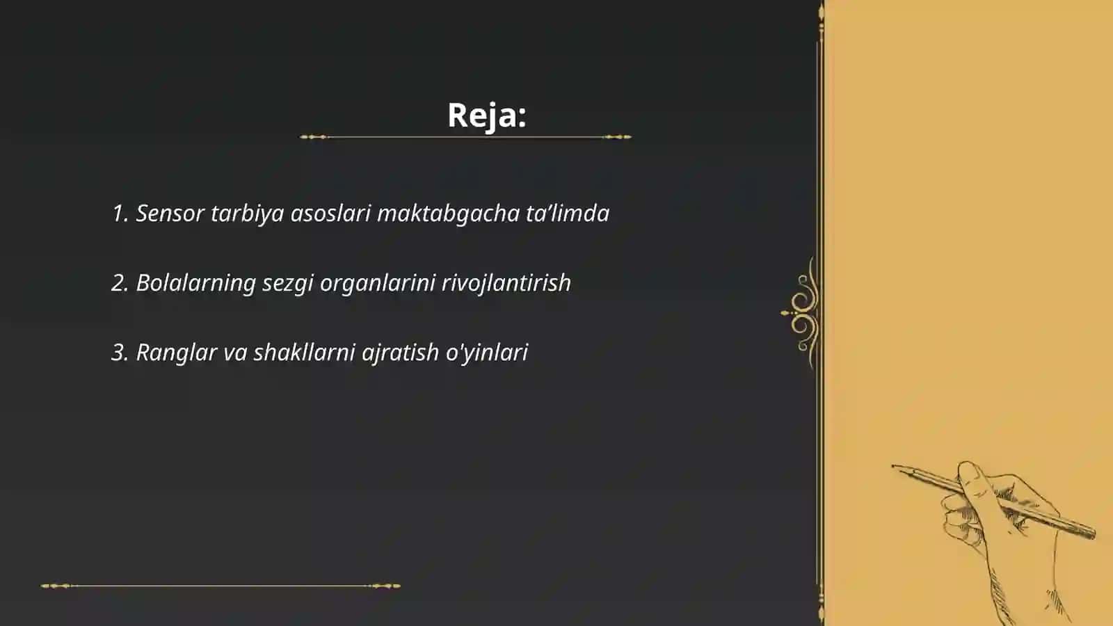 Sensor tarbiya asoslari maktabgacha taʼlimda 2