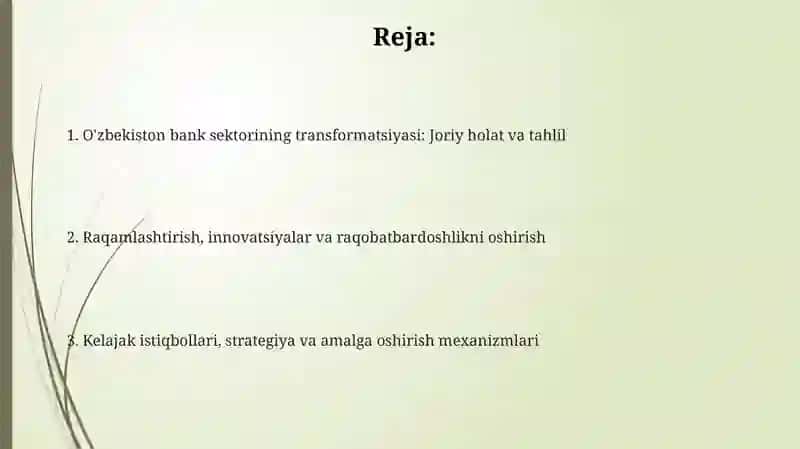O'zbekiston Bank soxasini transformatsiyalash jarayonini jadallashtirish 2