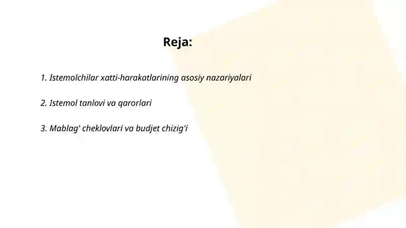 Istemolchilar hati-harakat nazariyasi 2