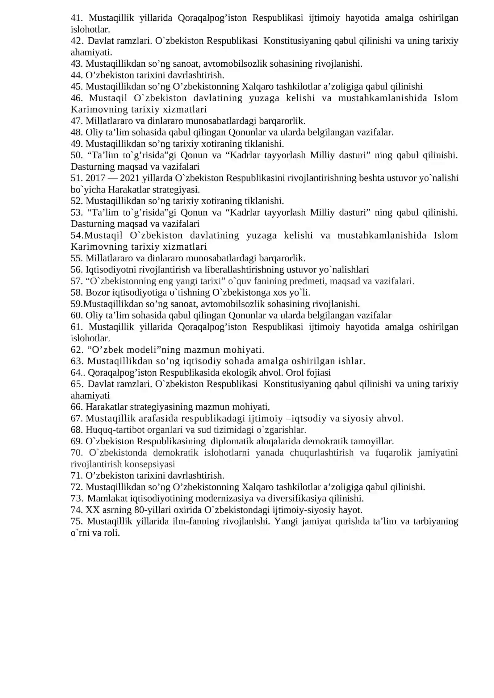 Iqtisodiyotni rivojlantirish va liberallashtirishning ustuvor yo`nalishlari 2