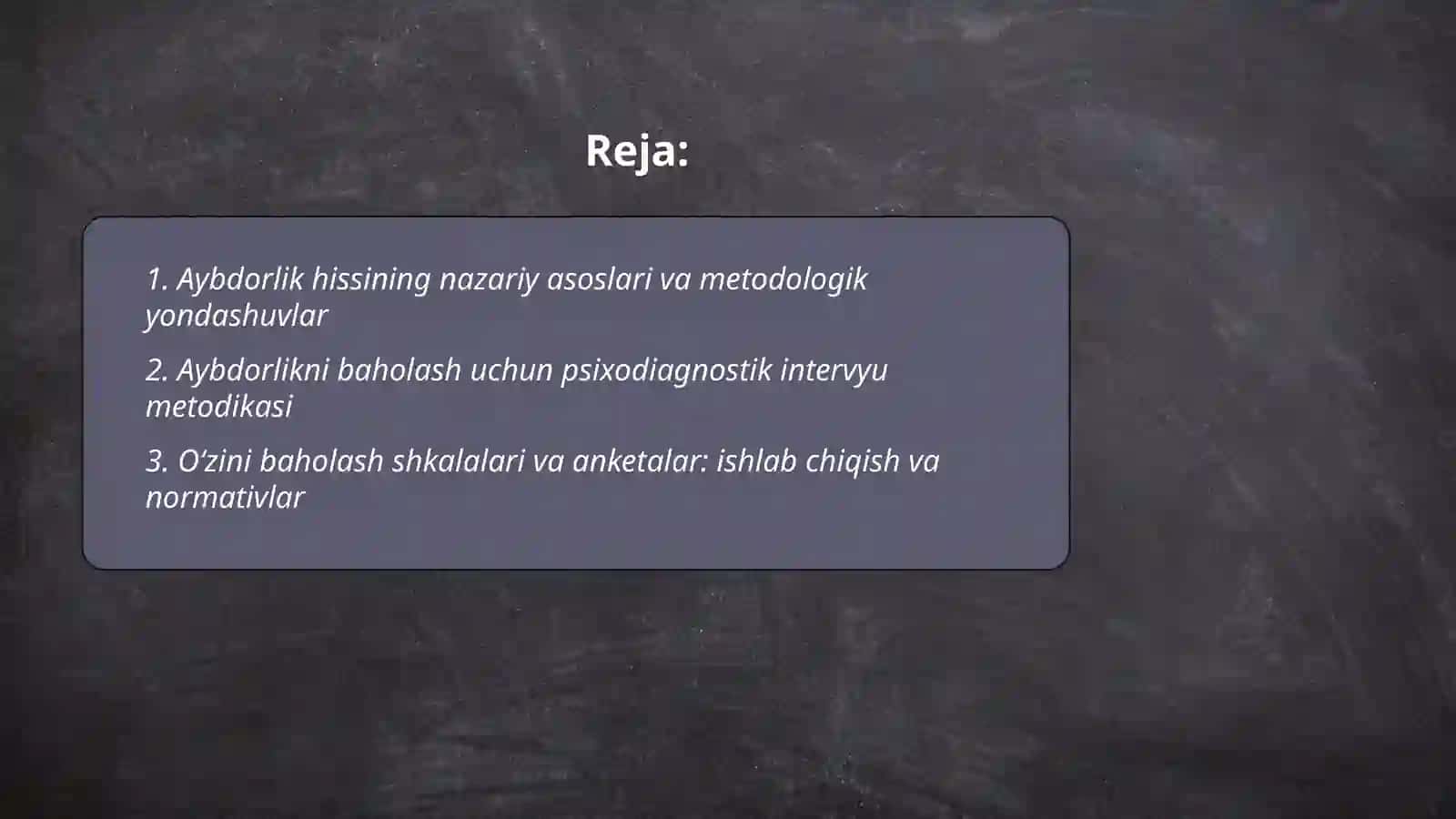 Aybdorlik hissini oʻrganish metodikasi 2