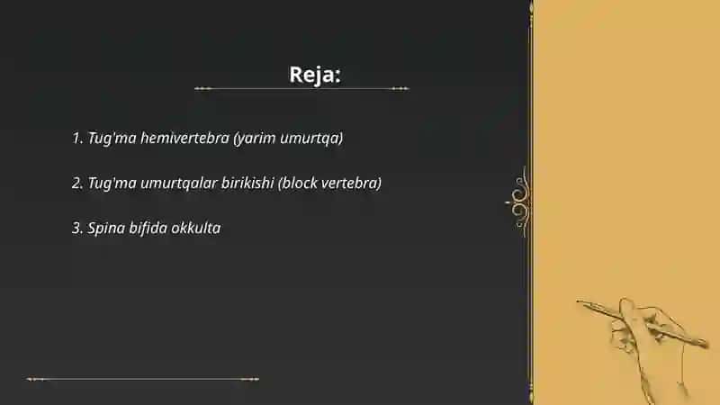 Umurtqa tug'ma anomaliyalari 2