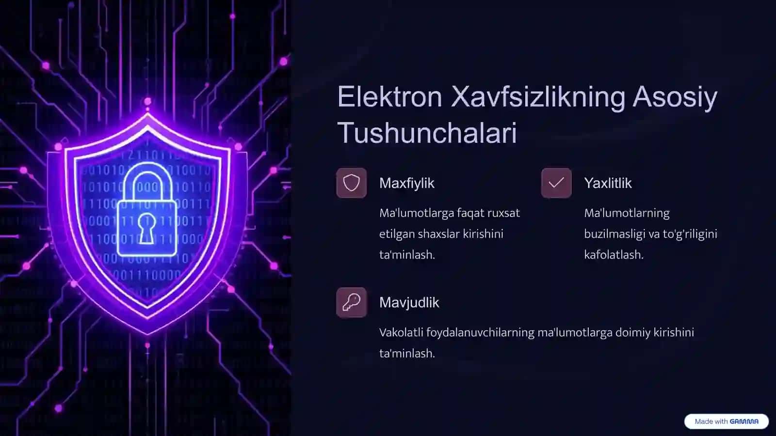 Elektron Xavfsizlik va Ma'lumotlar Himoyasi 2