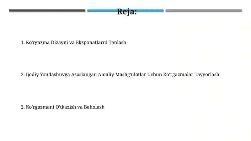 Ko'rgazmalar tayyorlash 2