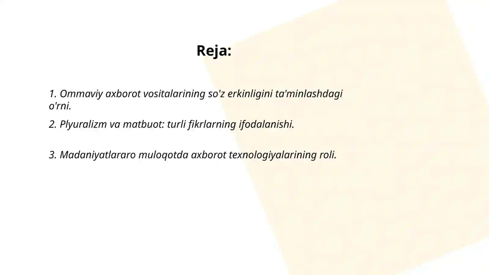 Ommaviy axborot vositalarining so'z erkinligini ta'minlashdagi o'rni 2