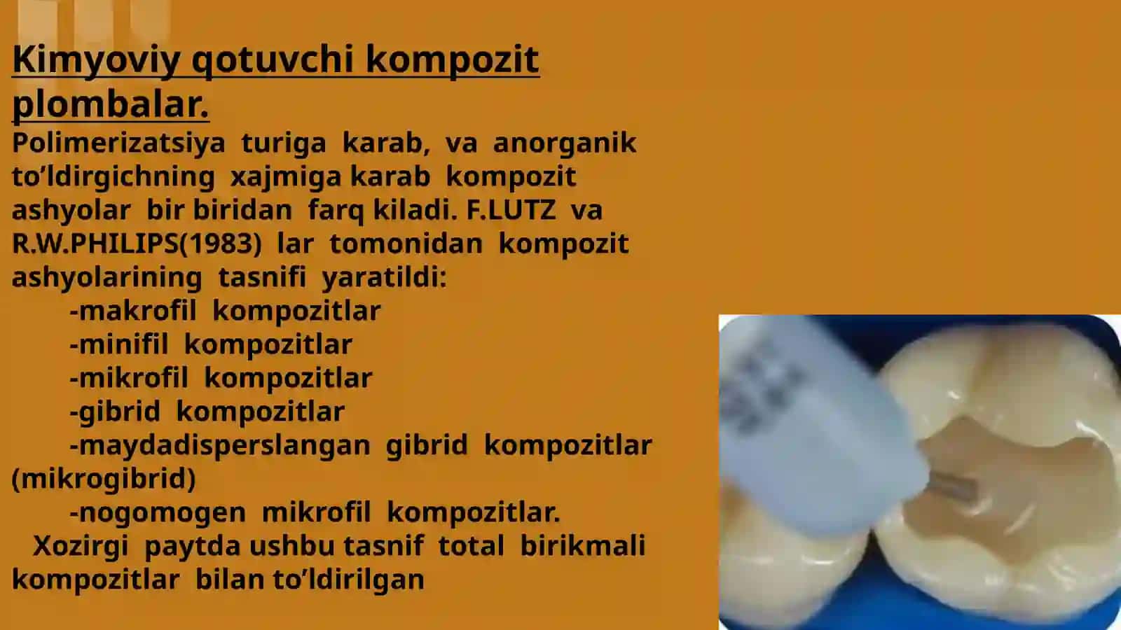 Kimyoviy va nur bilan qotuvchi kompozitlarning polimerizatsiya bosqichining oʻziga xos tomonlari 2