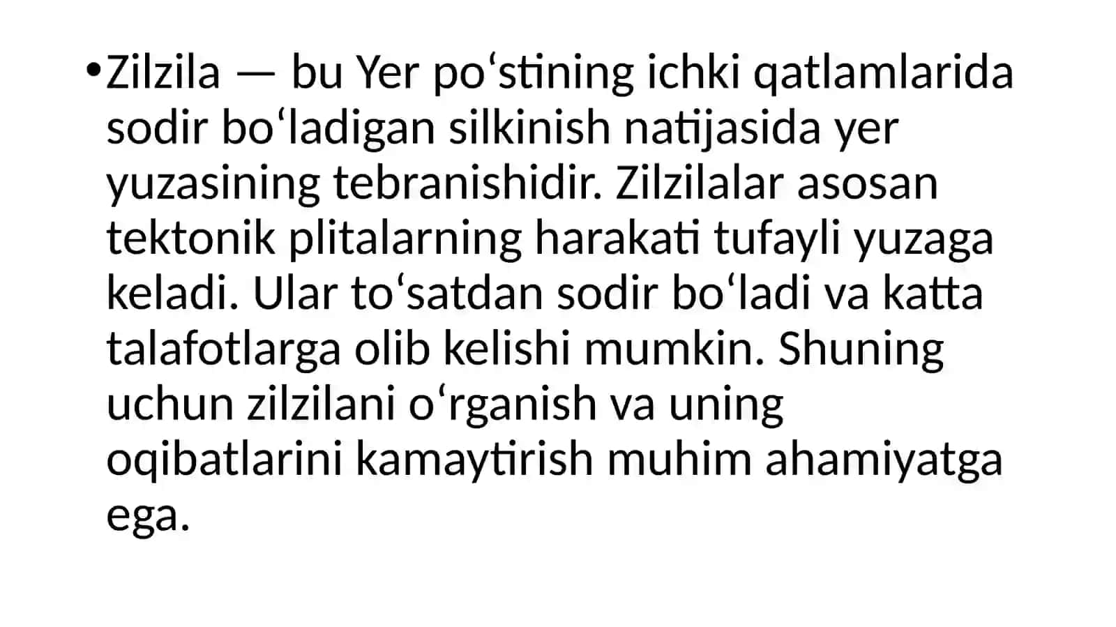 Zilzila va uning oqibatlari 2