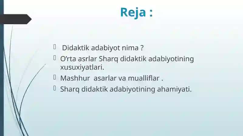 O’rtaasrlar Sharq didaktika dabiyoati 2