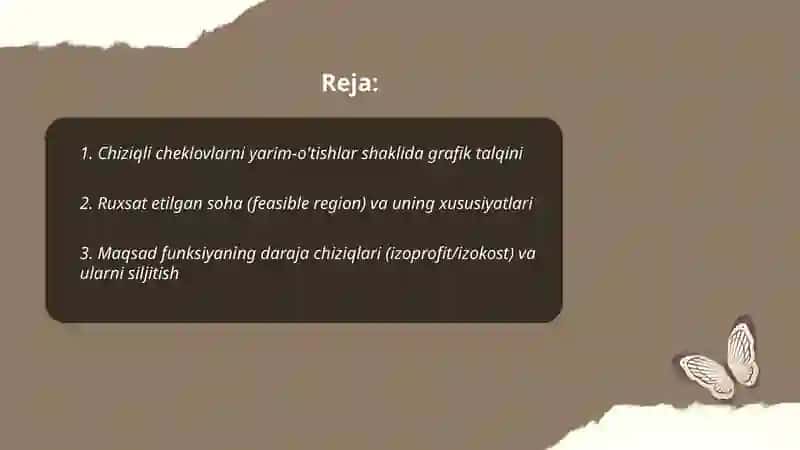Chiziqli programmalashtirish masalalarining geometrik talqini 2