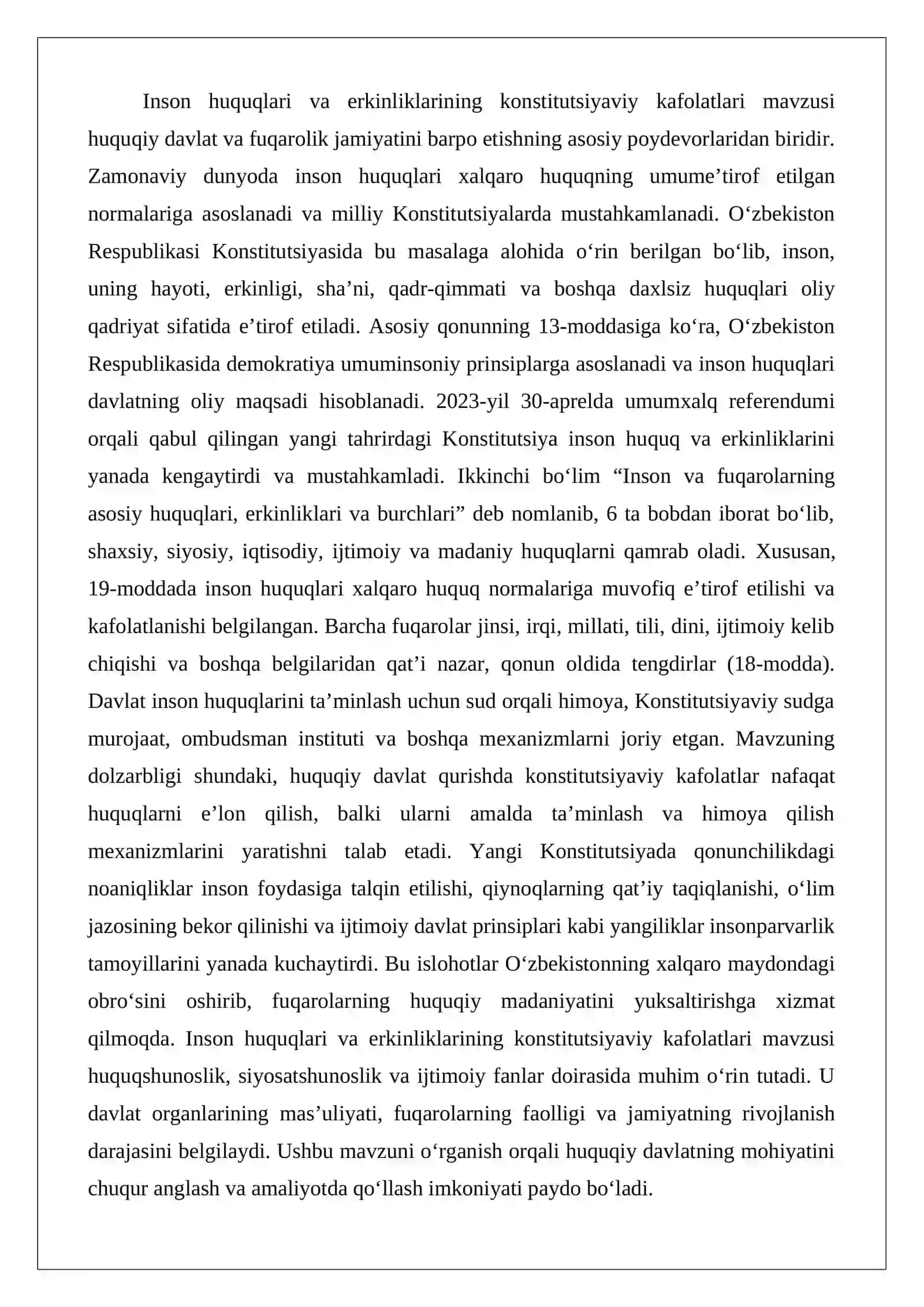 Inson huquqlari va erkinliklarining konstitutsiyaviy kafolatlari 2