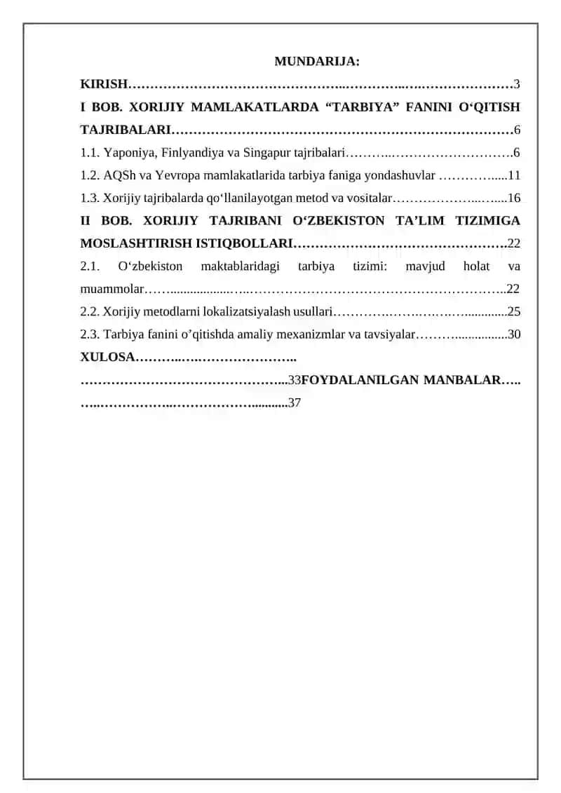 XORIJIY MAMLAKATLARDA TARBIYA FANINI O’QITISH 2