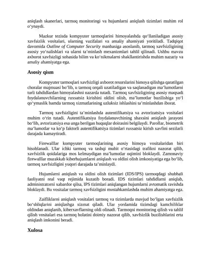 Kompyuter tarmoqlari xavfsizligini taʼminlash vositalari 2