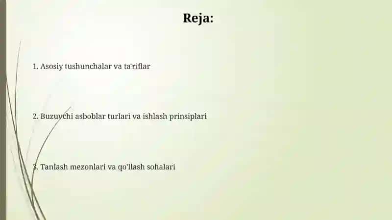 Kerinsiz burğilashda toğ jinslrini yemiruvchi asboplar bilan tanishish 2