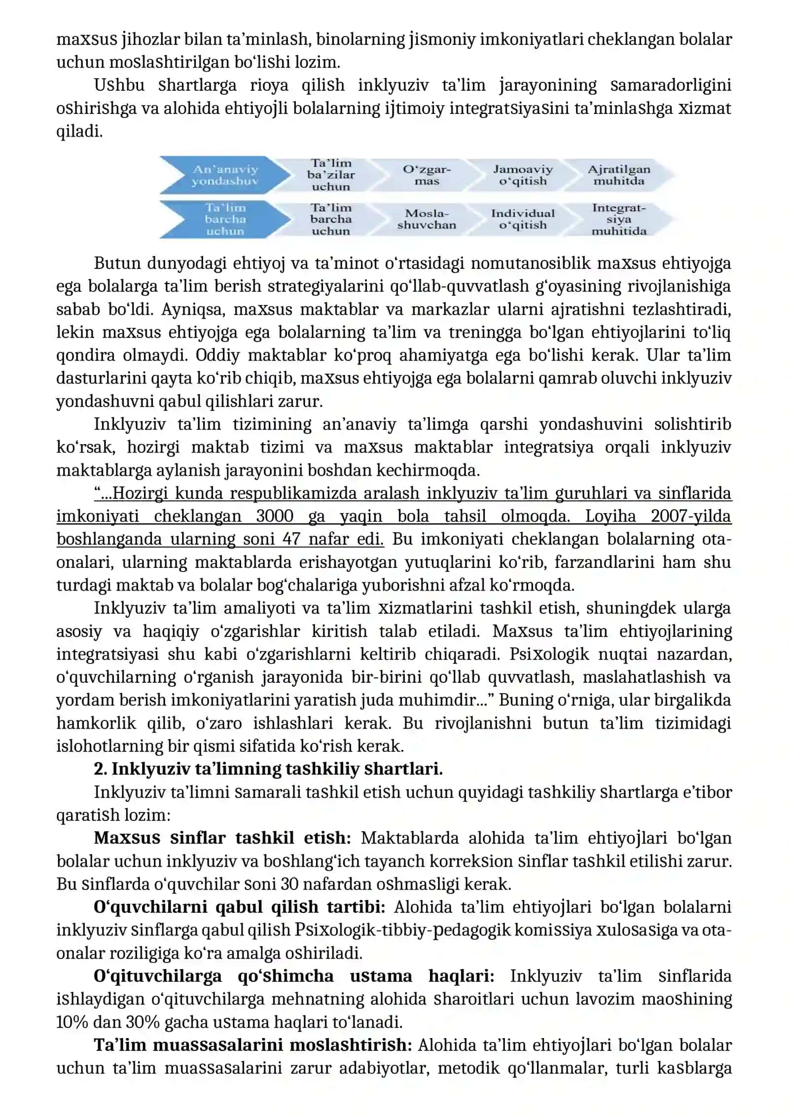 Inklyuziv ta’limning psixologik-pedagogik va tashkiliy shartlari. 2