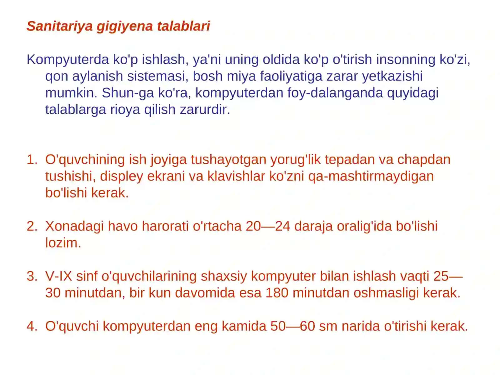 Xavfsizlik texnikasi qoidalari 2