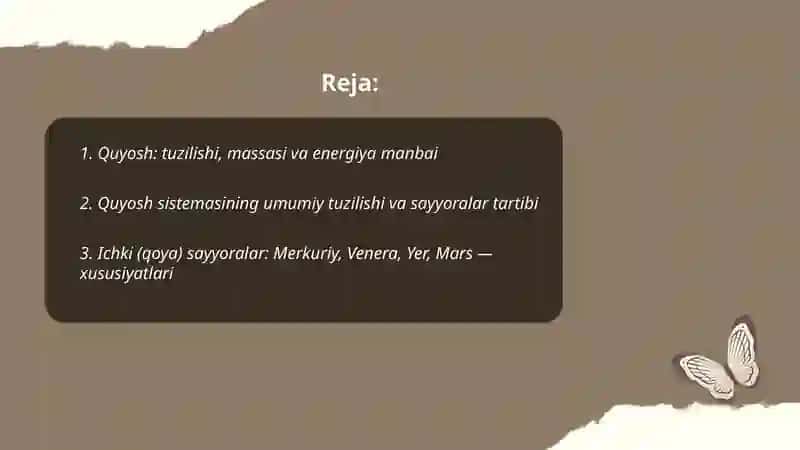 Quyosh sistemasi. Sayyoralar. Yerning shakli va harorati Idiyeva Ruxshona 2