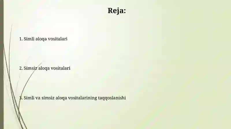 Simli va simsiz aloqa vositalari 2
