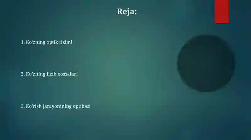 Ko‘zning optik sistemasi va uning fizik xususiyatlari 2