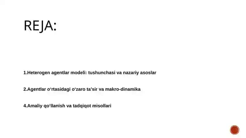Heterogen agentlar modeli va taqsimot dinamikasi 2