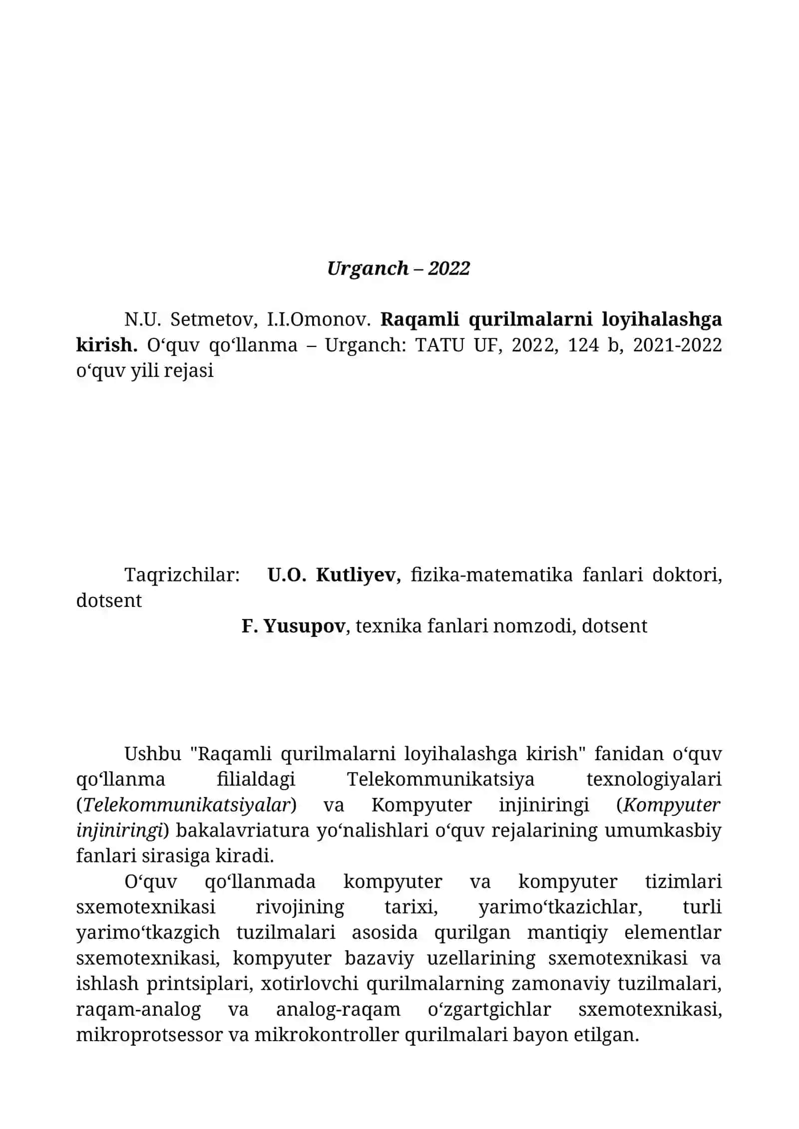 Raqamli qurilmalarni loyihalashga kirish 2