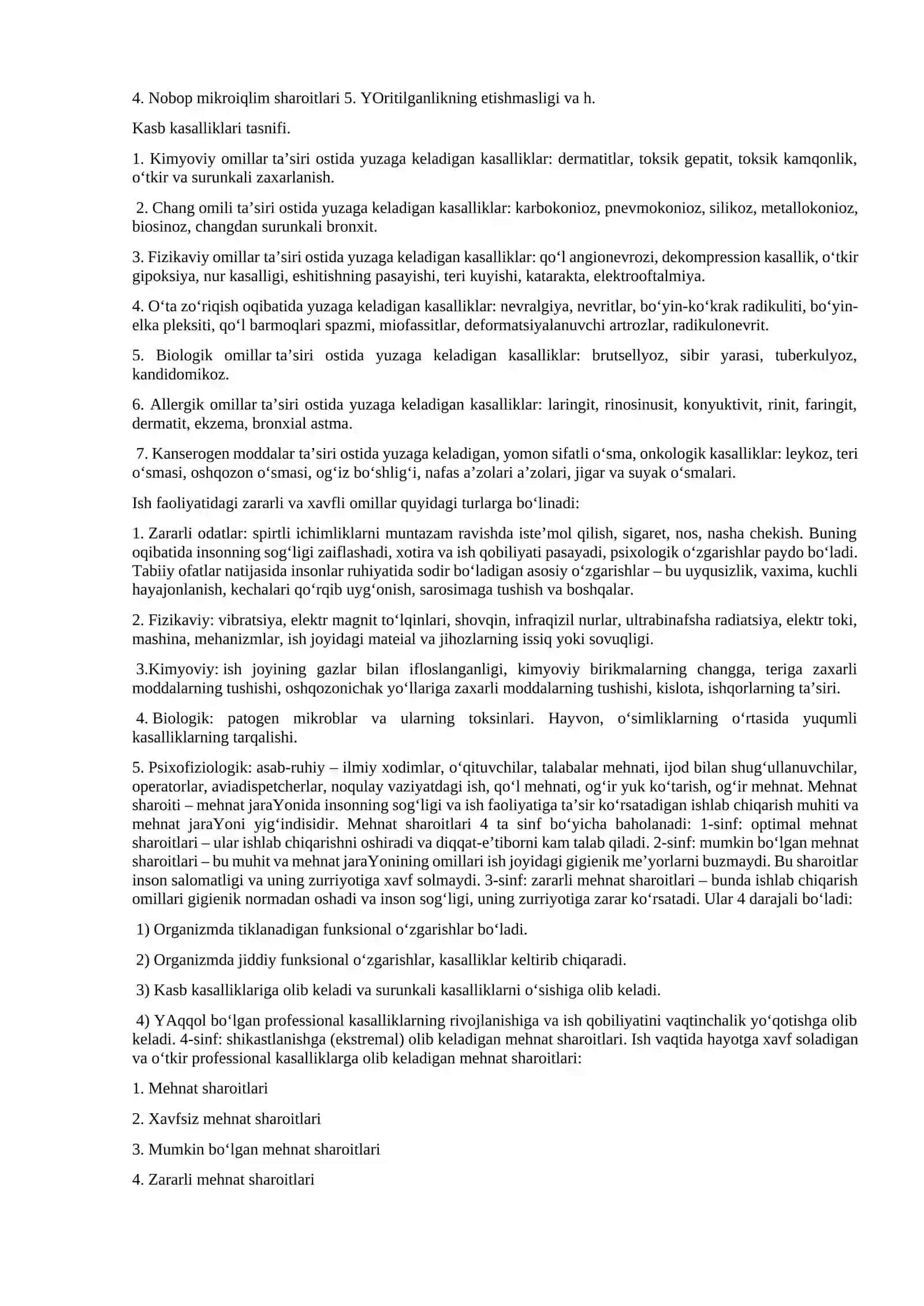 Kasb kasalliklari va xavfsizlik 2